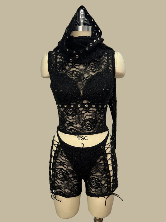 RENTAL: TEKKI SET - SPARKLY BLACK (SIZE XS/S)