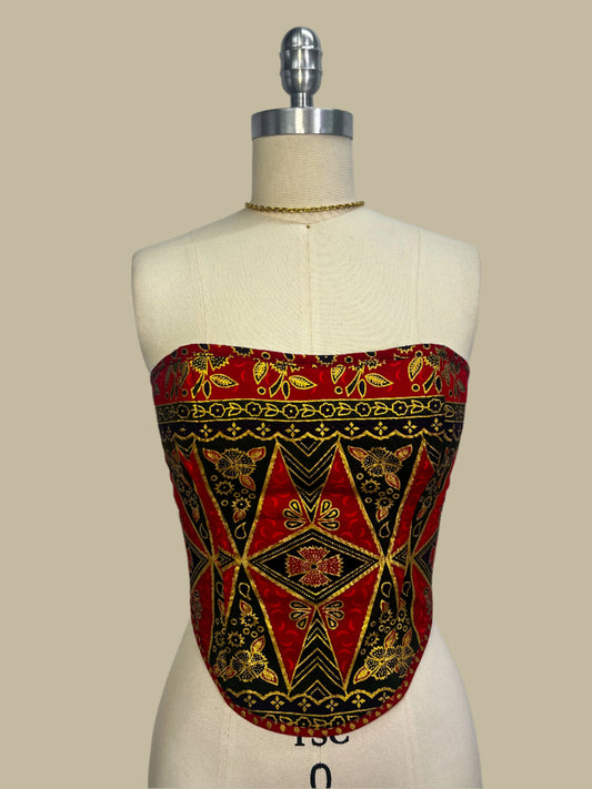 RENTAL: STRAPLESS CORSET - RED (2/4)